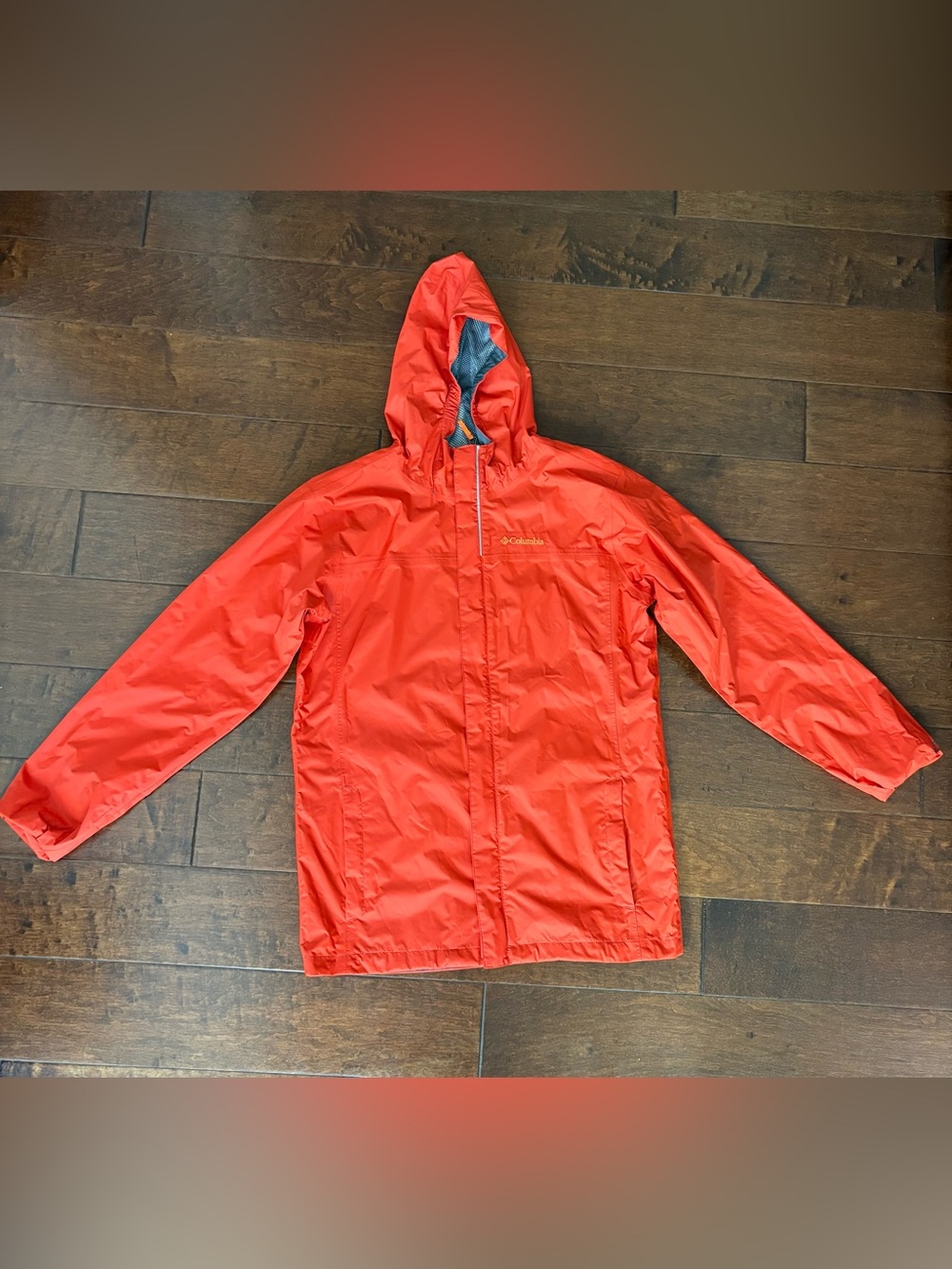 Columbia KIDS Bright Orange Kids' Hooded Windbreaker. Size XL